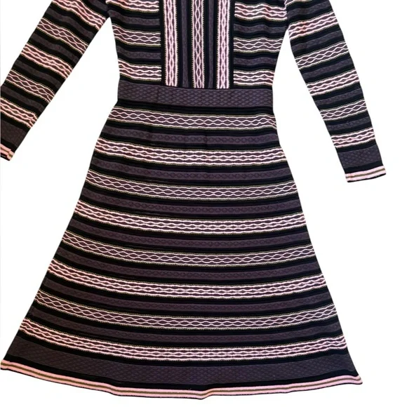 M Missoni Signature Knit Long Sleeve A-Line Dress Purple Pink  Size IT 44 /US 8 - Picture 2 of 9